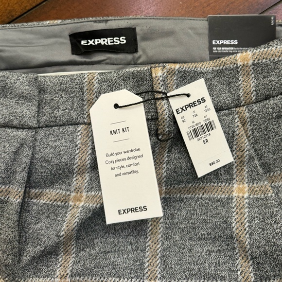 Express Size 6R Columnist Boot Mid Rise Pants Grey/Tan Plaid - Picture 4 of 4